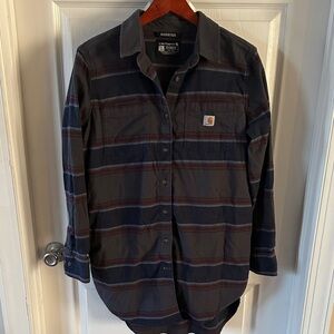 Carhartt Dark Blue and Burgundy Striped Shirt